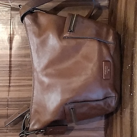 Fossil brown leather Emerson satchel bag hobo - Picture 1 of 5